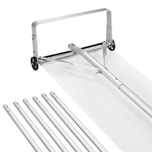 Râteau à neige pour toiture VEVOR, lame en aluminium de 47 cm, grattoir à neige réglable de 1,6 à 9 m avec roues et patin, outil léger pour le déneigement et le nettoyage des feuilles et débris sur les toits.