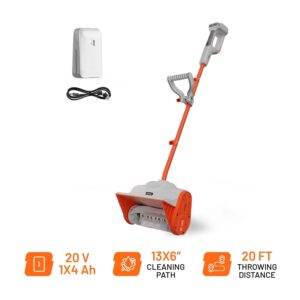 Litheli Pelle à Neige Sans Fil, 20V 13 Pouces, Souffleur de Neige à Piles avec Poignée Auxiliaire, avec Batterie Portable 4.0Ah