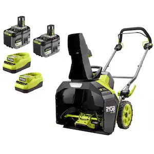 RYOBI 18V HP Brushless 18 in. Kit de souffleuse à neige électrique sans fil à une seule étape